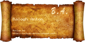 Balogh Anton névjegykártya